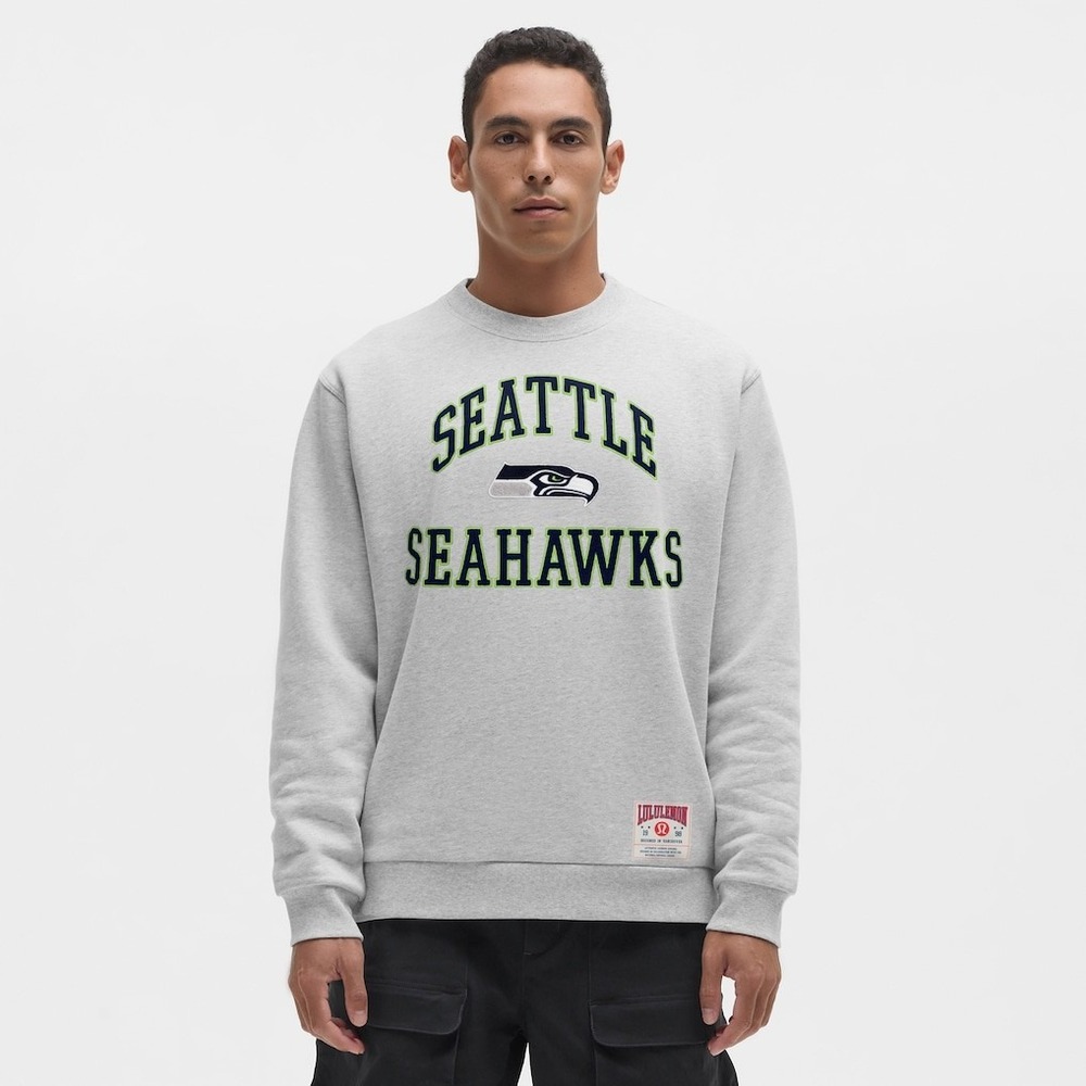 Lululemon Seattle Seahawks NFL Crewneck Sweatshirt Heathered Grey Mens Size Med